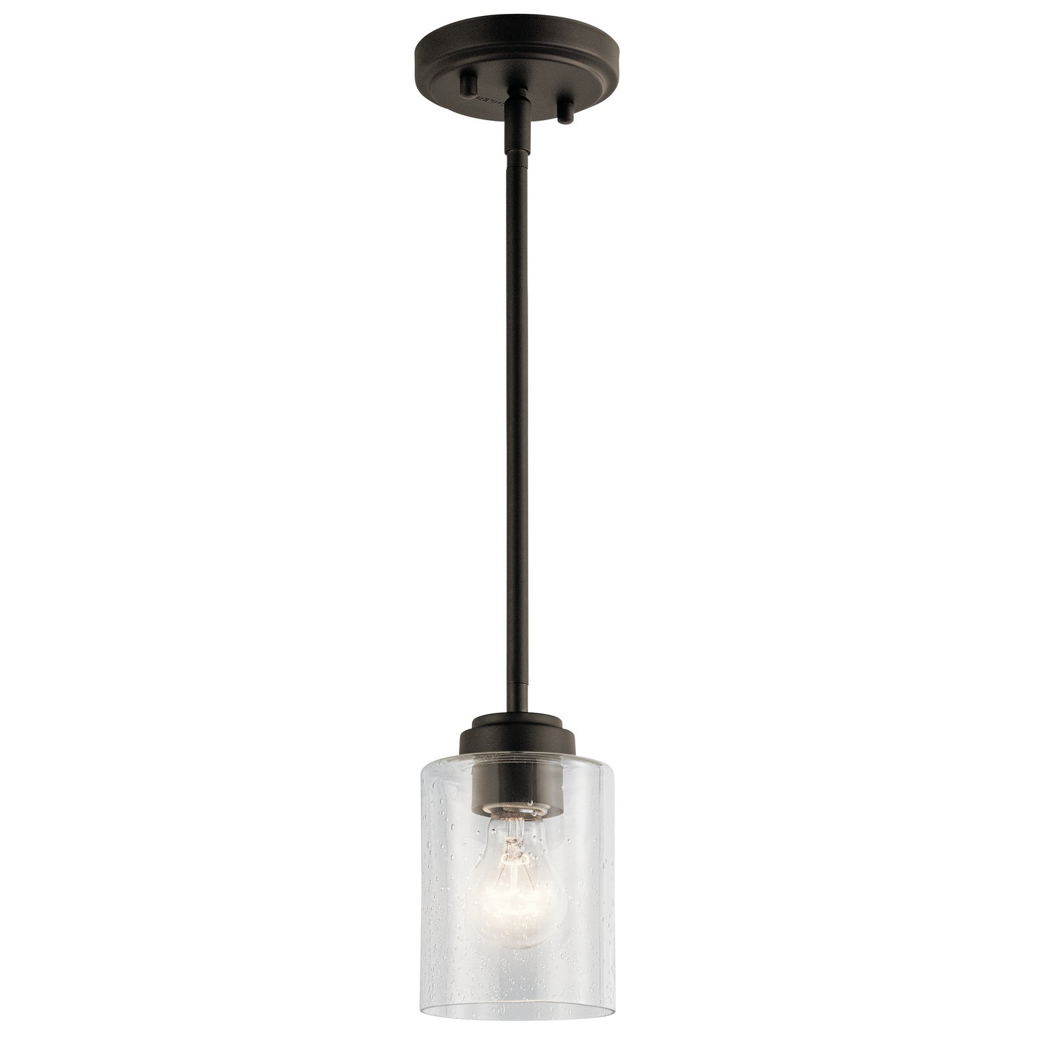 KICHLER 44032OZ Winslow 7" 1 Light Mini Pendant With Clear Seeded Glass In Olde Bronze