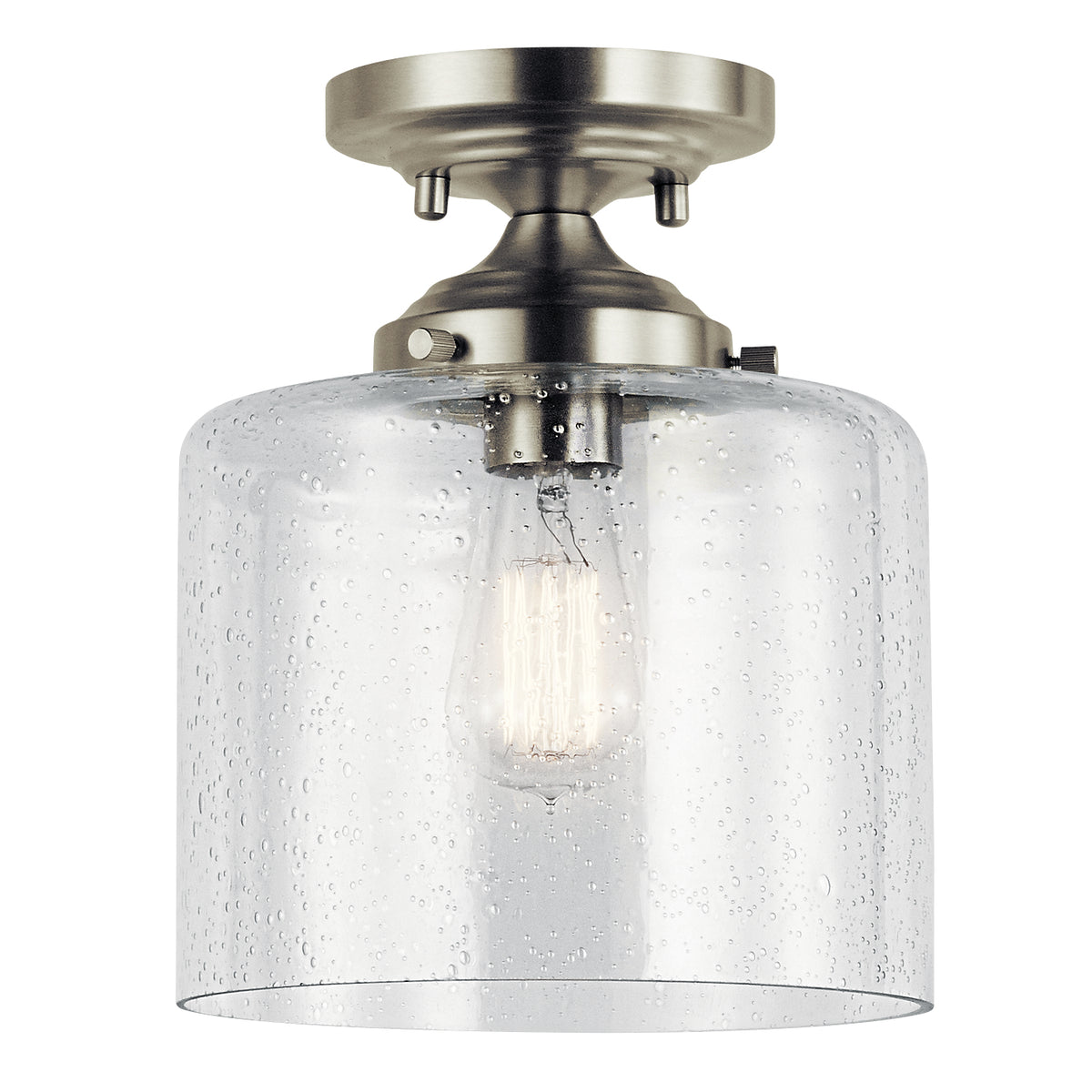 KICHLER 44033NI Winslow 8.5" 1 Light Semi Flush With Clear Seeded Glass In Brushed Nickel