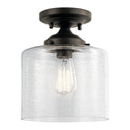 KICHLER 44033OZ Winslow 8.5" 1 Light Semi Flush With Clear Seeded Glass In Olde Bronze