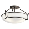 KICHLER 44085OZ Alkire 16.5" 3 Light Semi Flush With Satin Etched White Glass In Olde Bronze
