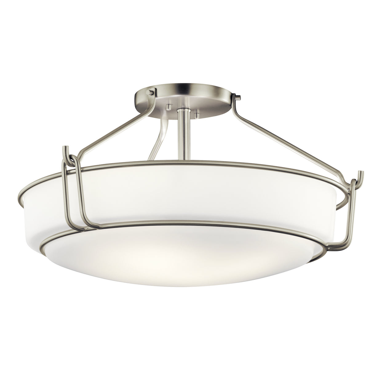 KICHLER 44086NI Alkire 22" 4 Light Semi Flush With Satin Etched White Glass In Brushed Nickel