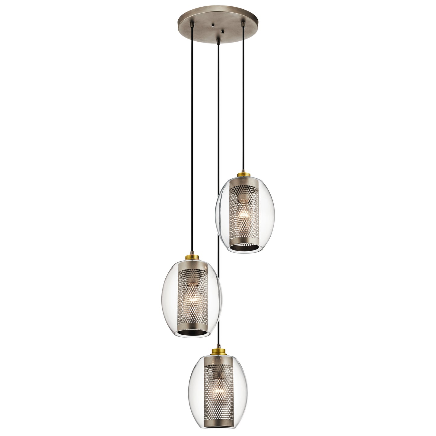KICHLER 44103Ap Asher Three Light Pendant Antique Pewter