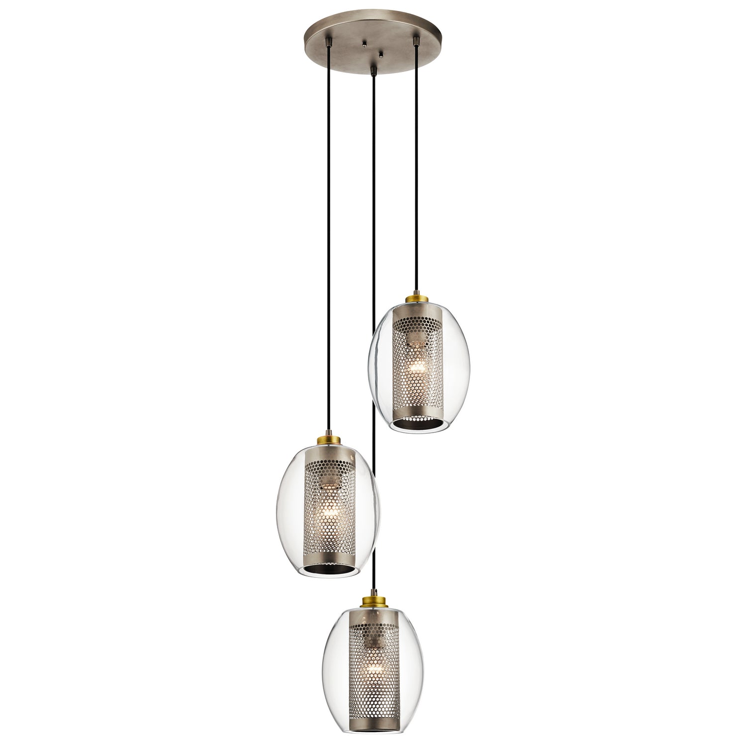 KICHLER 44103Ap Asher Three Light Pendant Antique Pewter
