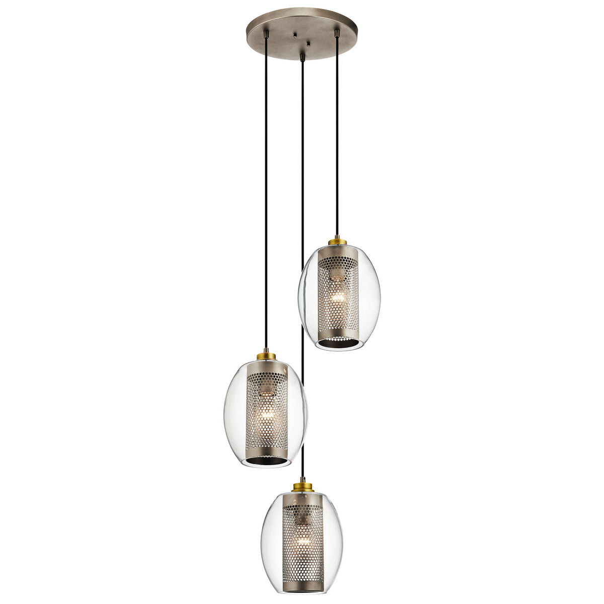 KICHLER 44103AP Asher Three Light Pendant Antique Pewter