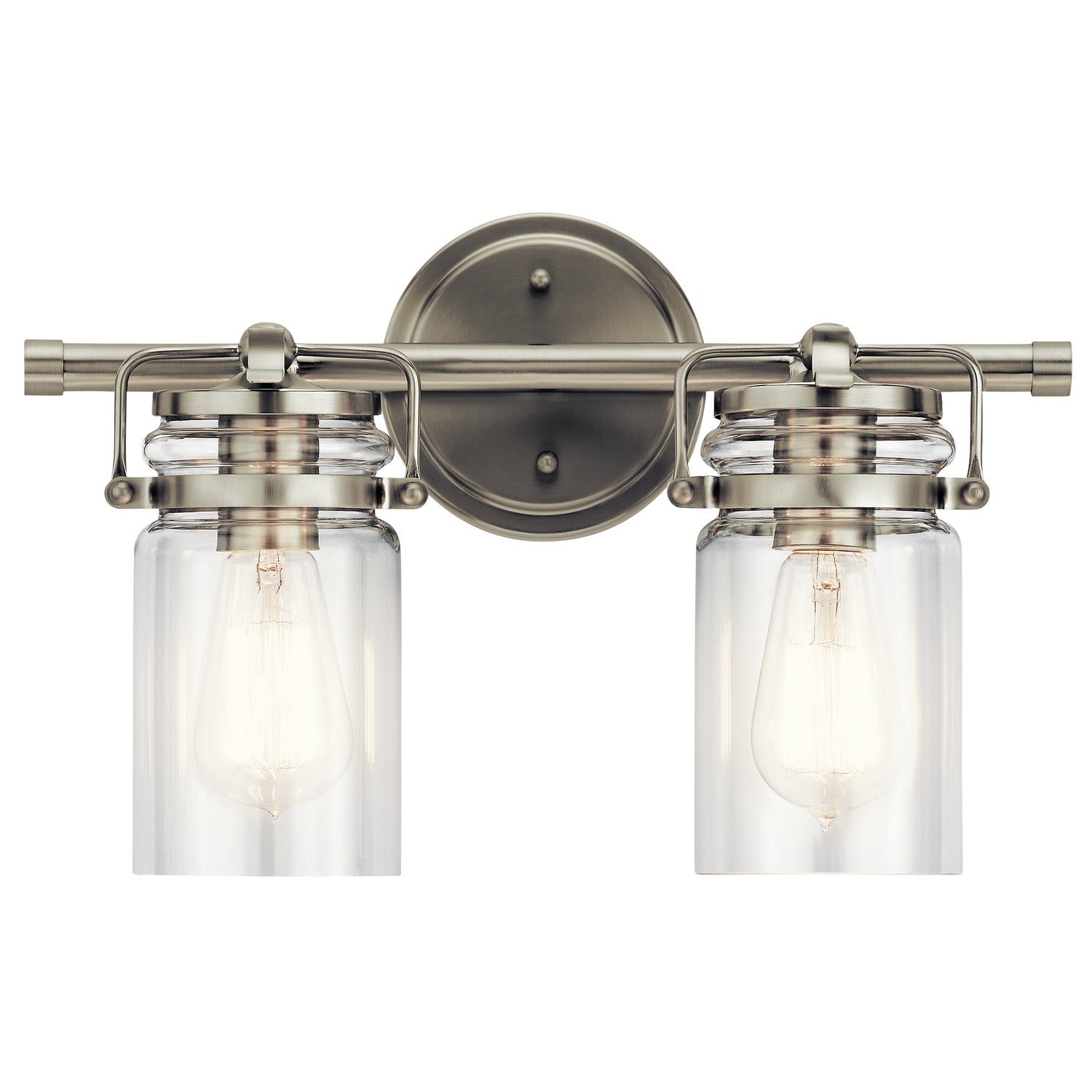 KICHLER 45688NI Brinley 15.75" 2 Light Vanity Light With Clear Glass In Brushed Nickel