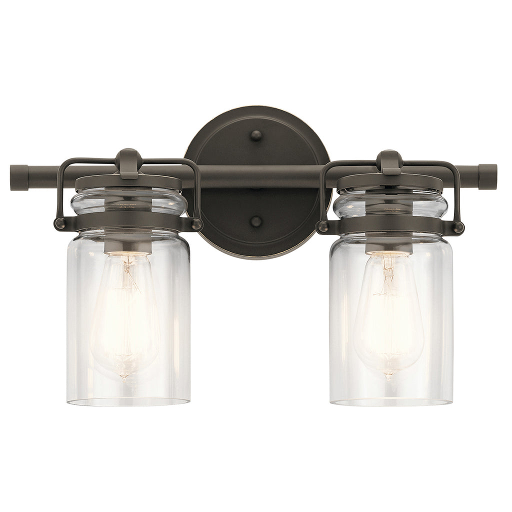 KICHLER 45688OZ Brinley 15.75" 2 Light Vanity Light With Clear Glass In Olde Bronze