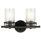 KICHLER 45688OZ Brinley 15.75" 2 Light Vanity Light With Clear Glass In Olde Bronze
