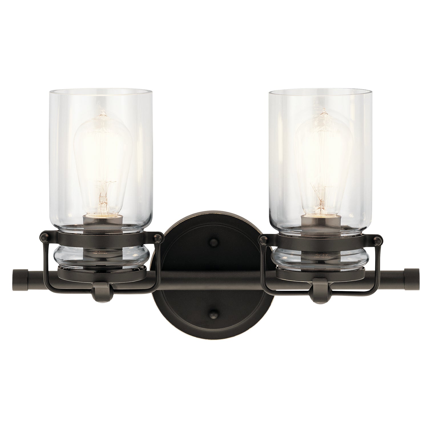 KICHLER 45688OZ Brinley 15.75" 2 Light Vanity Light With Clear Glass In Olde Bronze
