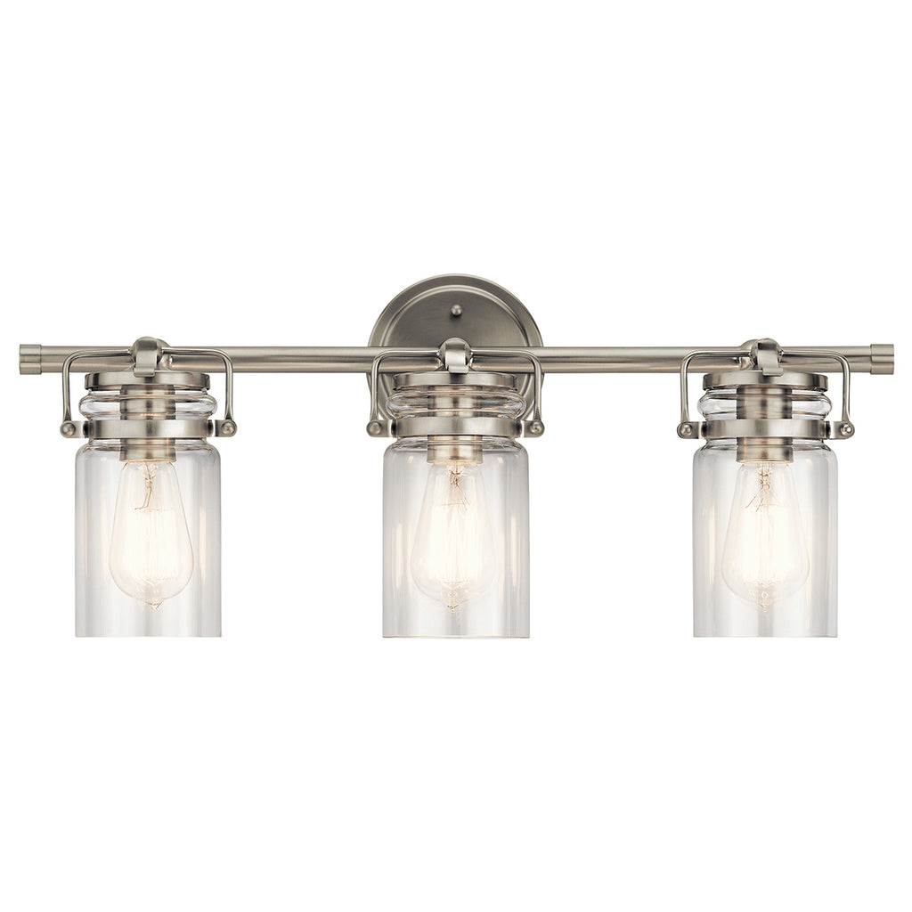KICHLER 45689NI Brinley 24" 3 Light Vanity Light With Clear Glass In Brushed Nickel