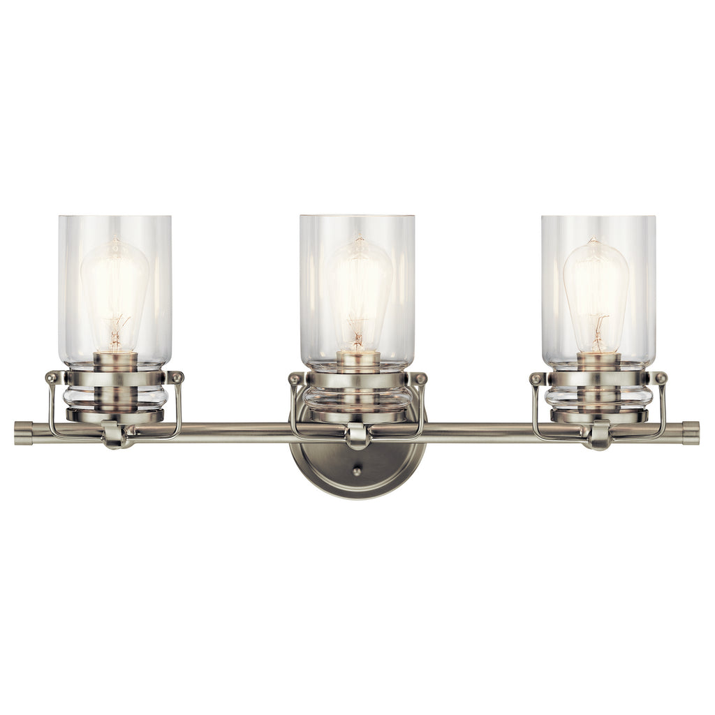 KICHLER 45689NI Brinley 24" 3 Light Vanity Light With Clear Glass In Brushed Nickel
