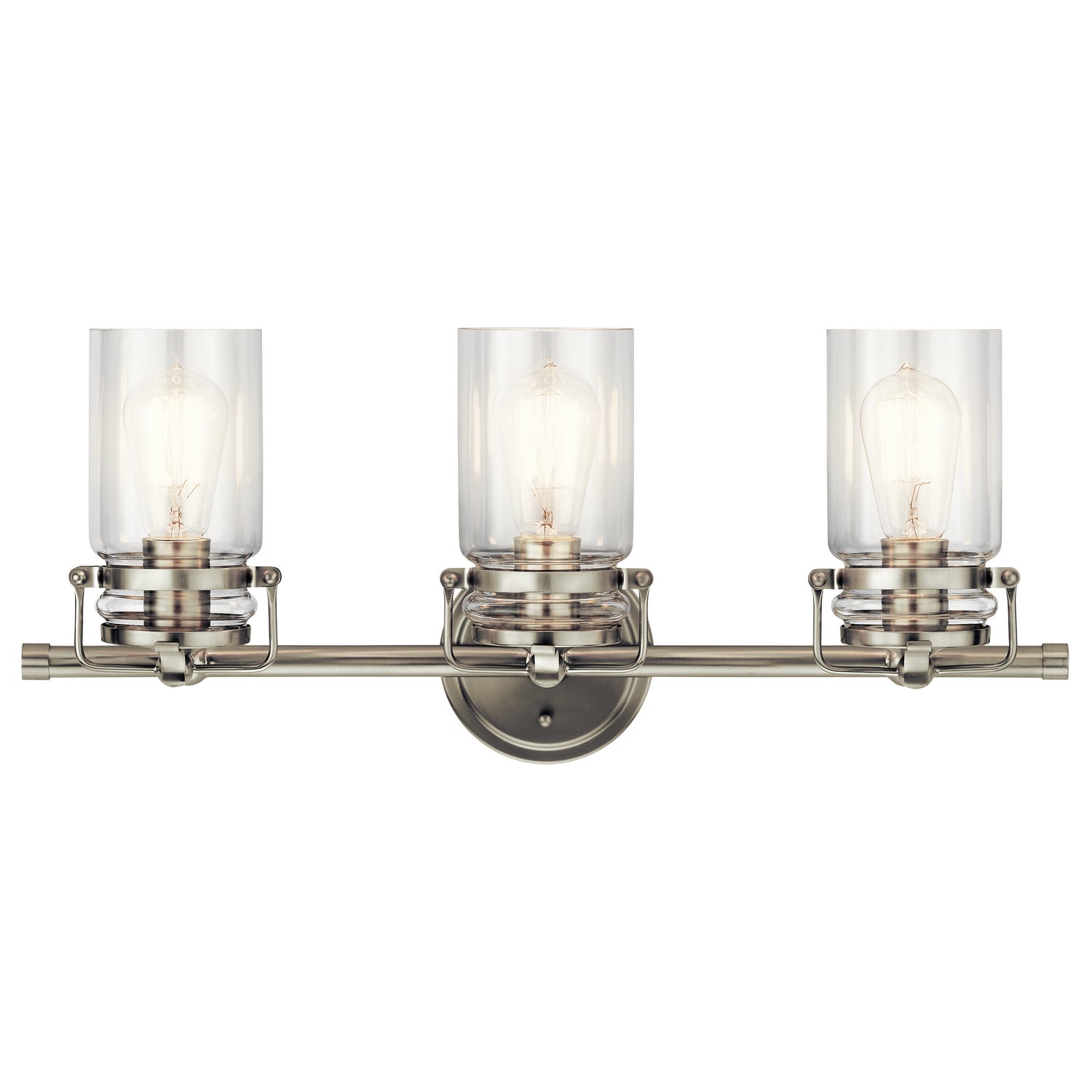 KICHLER 45689NI Brinley 24" 3 Light Vanity Light With Clear Glass In Brushed Nickel