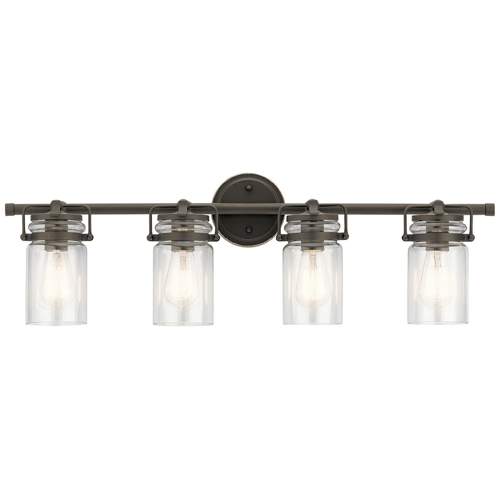 KICHLER 45690OZ Brinley 32.25" 4 Light Vanity Light With Clear Glass In Olde Bronze
