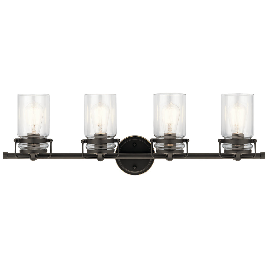 KICHLER 45690OZ Brinley 32.25" 4 Light Vanity Light With Clear Glass In Olde Bronze