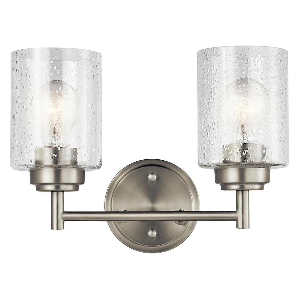 KICHLER 45885NI Winslow 12.75" 2 Light Vanity Light With Clear Seeded Glass In Brushed Nickel