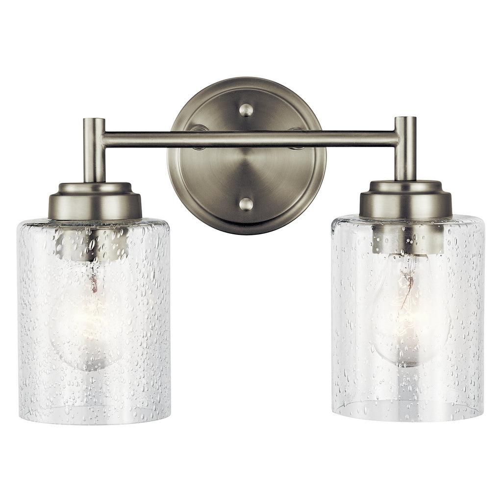 KICHLER 45885NI Winslow 12.75" 2 Light Vanity Light With Clear Seeded Glass In Brushed Nickel