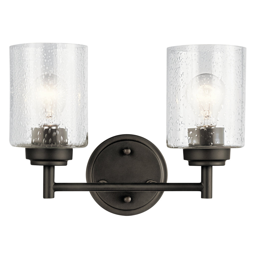 KICHLER 45885OZ Winslow 12.75" 2 Light Vanity Light With Clear Seeded Glass In Olde Bronze