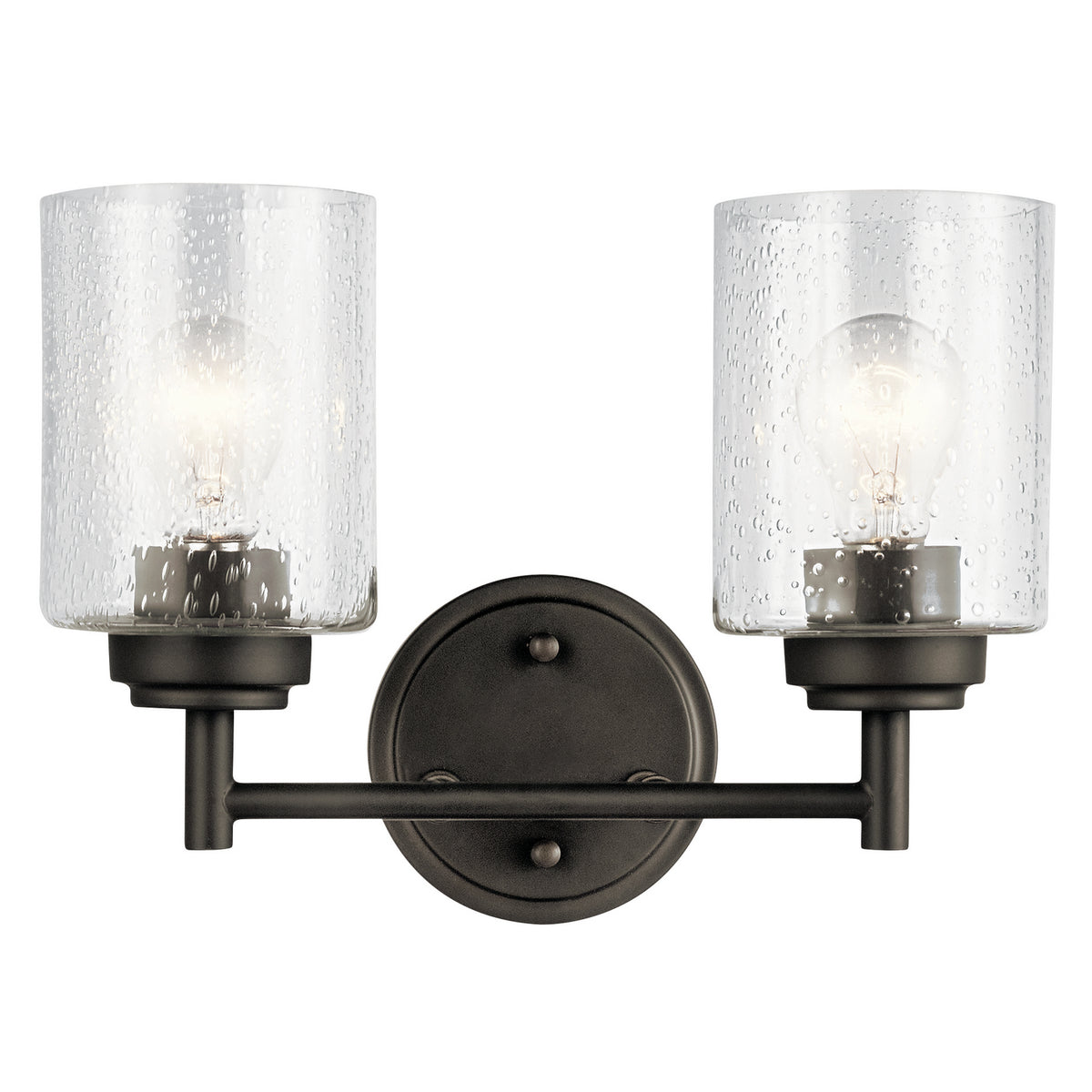 KICHLER 45885OZ Winslow 12.75" 2 Light Vanity Light With Clear Seeded Glass In Olde Bronze