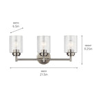 KICHLER 45886NI Winslow 21.5" 3 Light Vanity Light With Clear Seeded Glass In Brushed Nickel