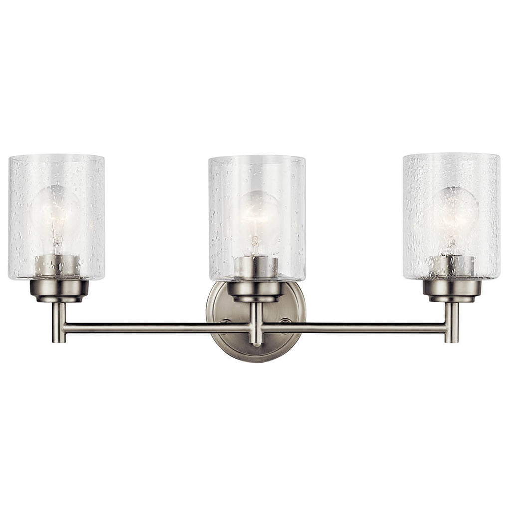 KICHLER 45886NI Winslow 21.5" 3 Light Vanity Light With Clear Seeded Glass In Brushed Nickel