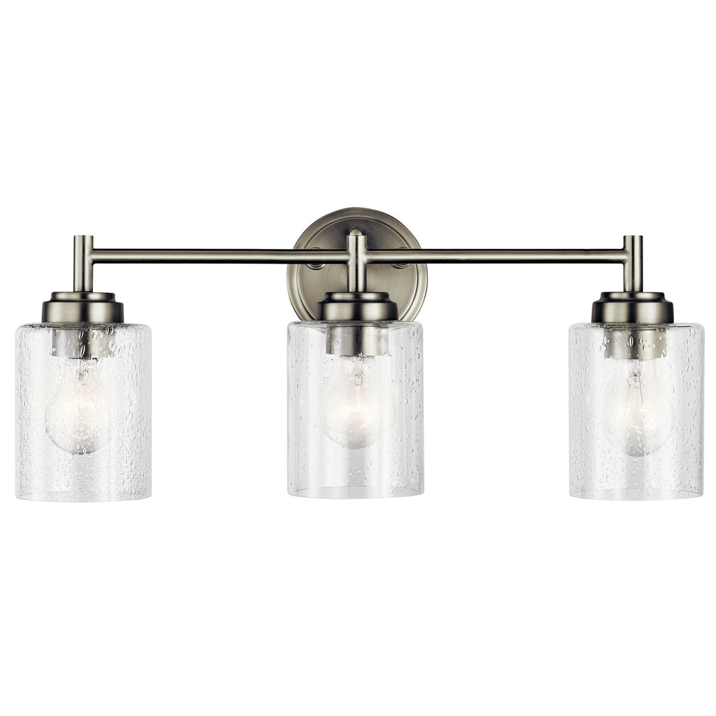 KICHLER 45886NI Winslow 21.5" 3 Light Vanity Light With Clear Seeded Glass In Brushed Nickel