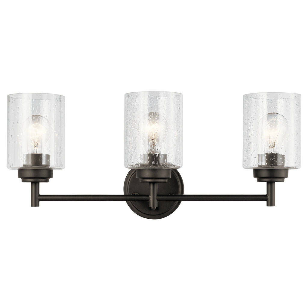 KICHLER 45886OZ Winslow 21.5" 3 Light Vanity Light With Clear Seeded Glass In Olde Bronze