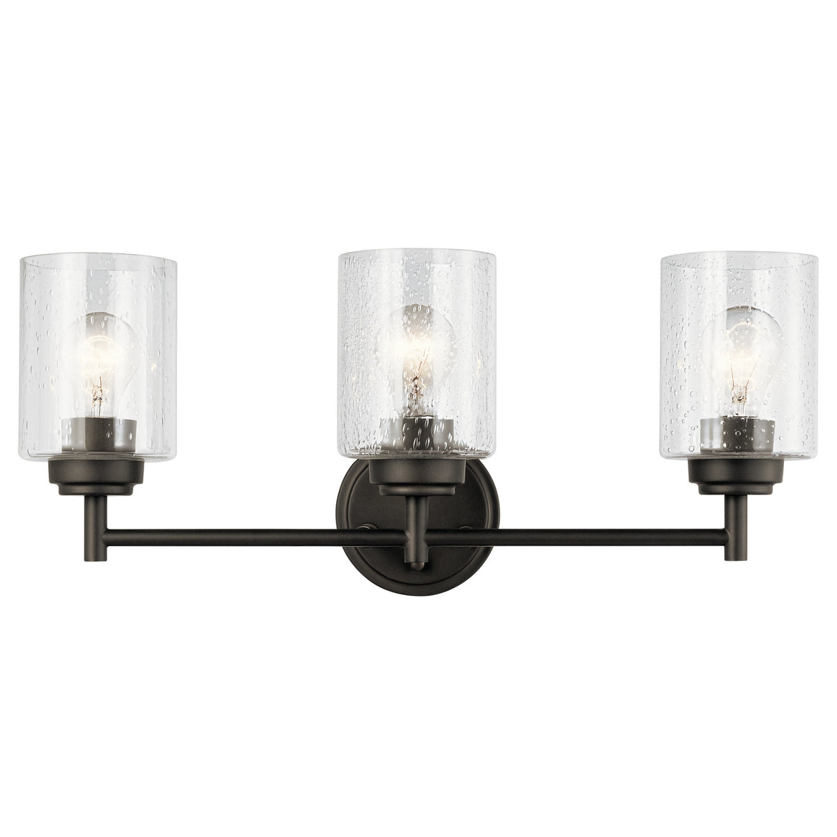 KICHLER 45886OZ Winslow 21.5" 3 Light Vanity Light With Clear Seeded Glass In Olde Bronze