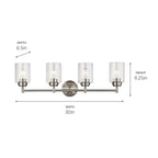 KICHLER 45887NI Winslow 30" 4 Light Vanity Light With Clear Seeded Glass In Brushed Nickel