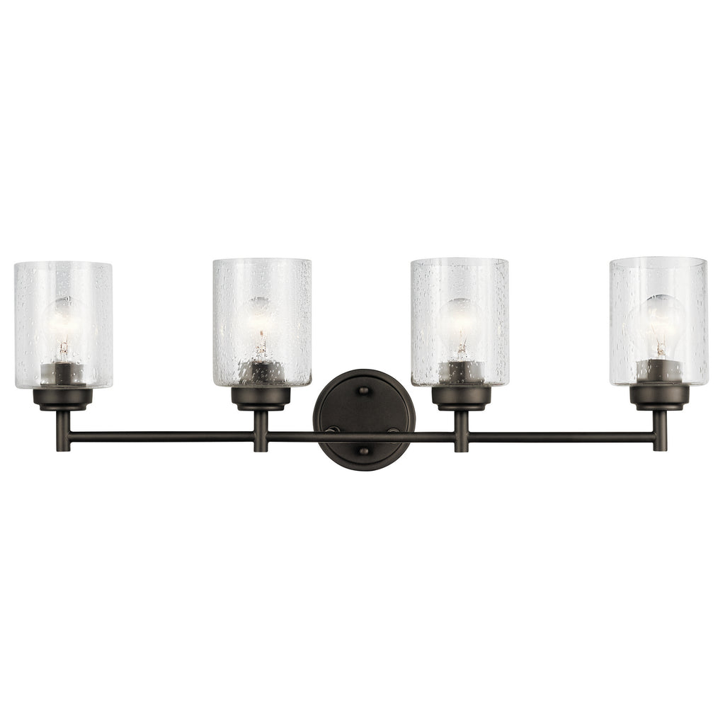 KICHLER 45887OZ Winslow 30" 4 Light Vanity Light With Clear Seeded Glass In Olde Bronze