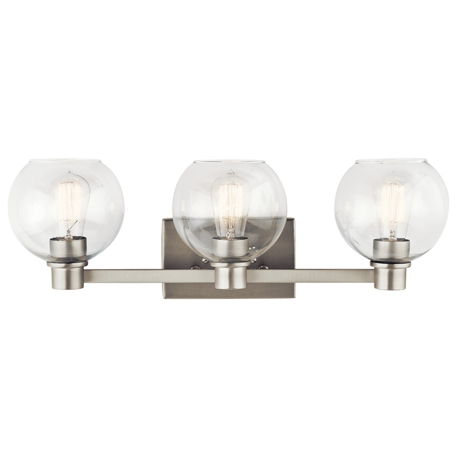 KICHLER 45894NI The Harmony 24.5 Inch 3 Light Vanity With Clear Glass Brushed Nickel