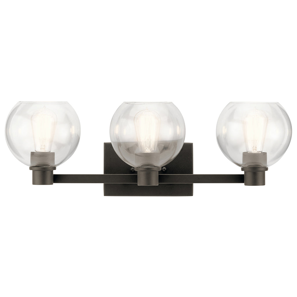 KICHLER 45894OZ The Harmony 24.5 Inch 3 Light Vanity Light With Clear Glass Olde Bronze