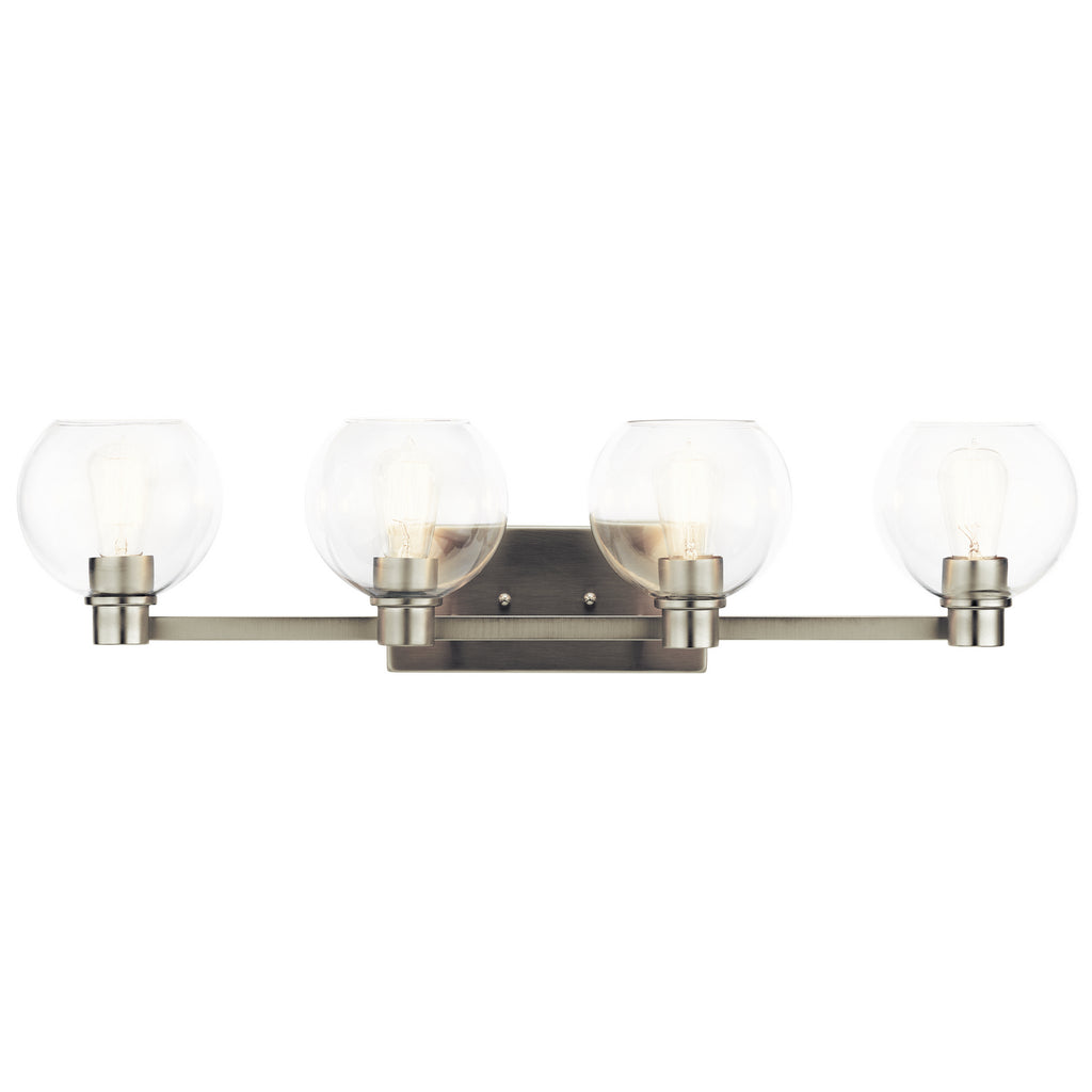 KICHLER 45895NI The Harmony 33.5 Inch 4 Light Vanity Light With Clear Glass Brushed Nickel
