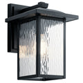 KICHLER 49925BKT Capanna 13.25" 1 Light Outdoor Wall Light With Clear Water Glass In Textured Black