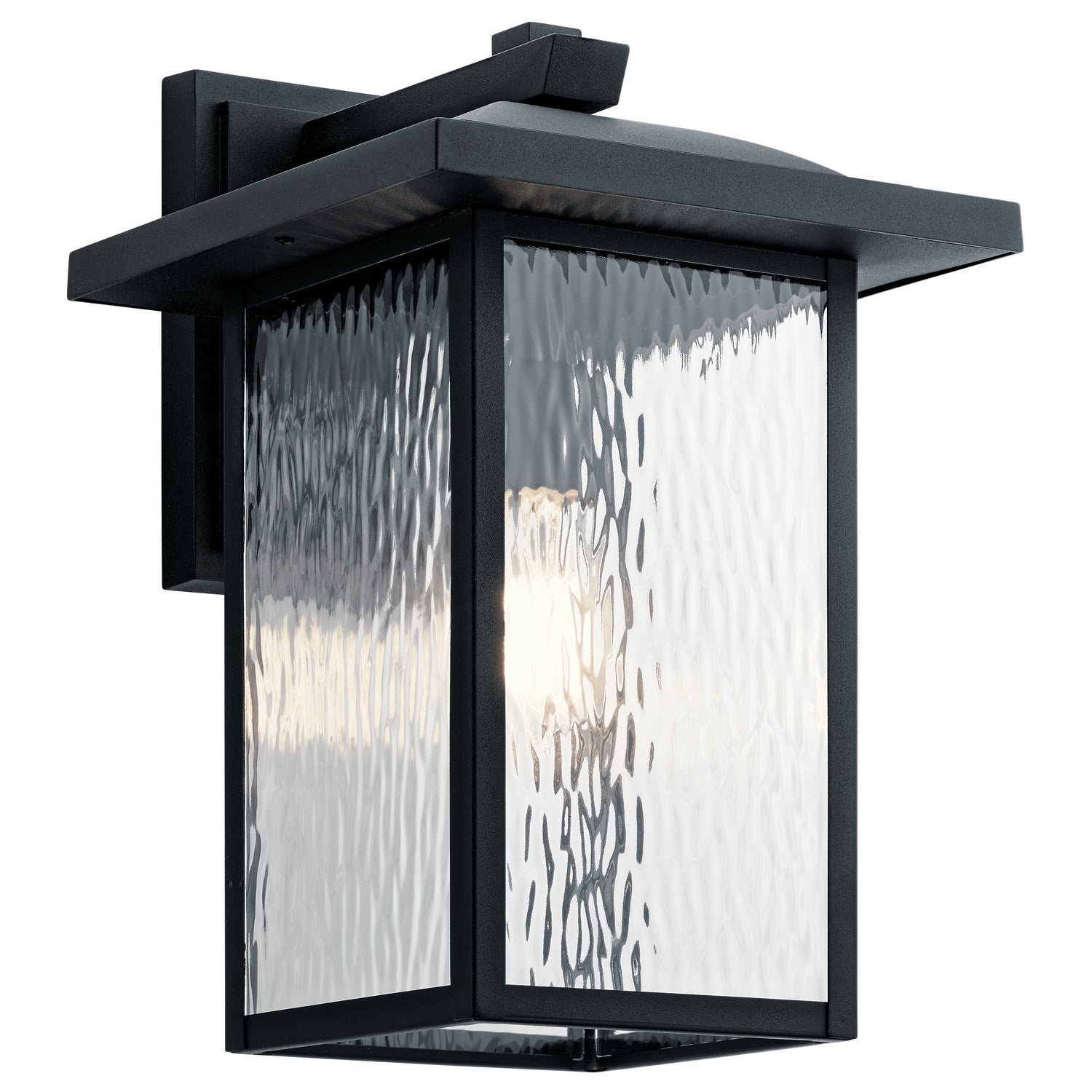 KICHLER 49926BKT Capanna 16" 1 Light Outdoor Wall Light With Clear Water Glass In Textured Black