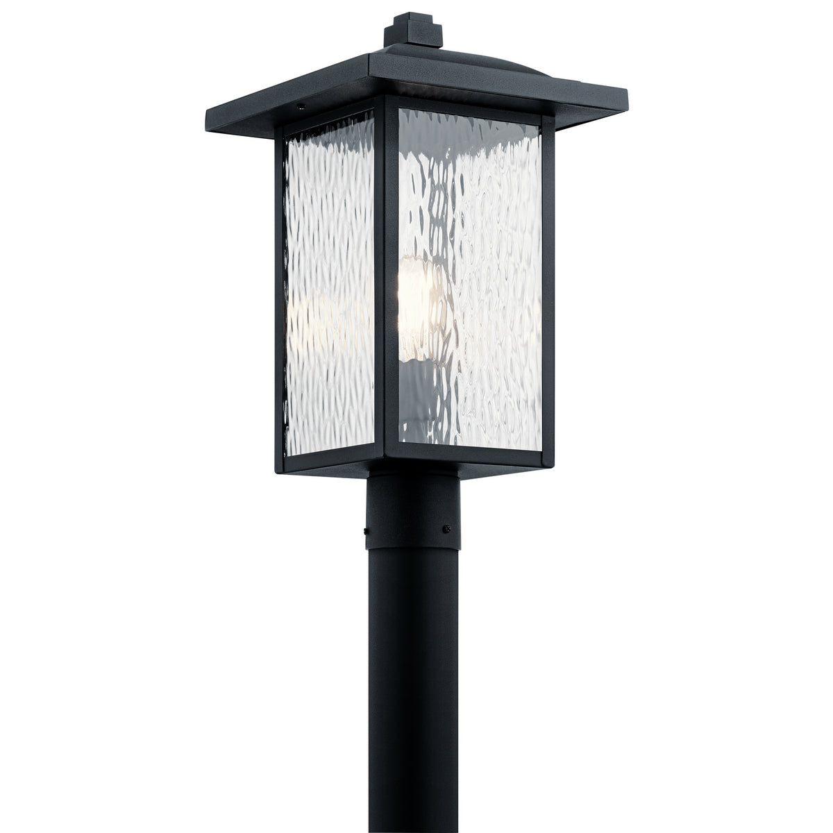 KICHLER 49927BKT Capanna 18.25 Inch 1 Light Post Light With Clear Water Glass In Textured Black