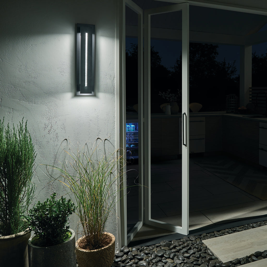 KICHLER 49946BKTLED River Path 23" Led Outdoor Wall Light With Clear Seeded Glass In Textured Black