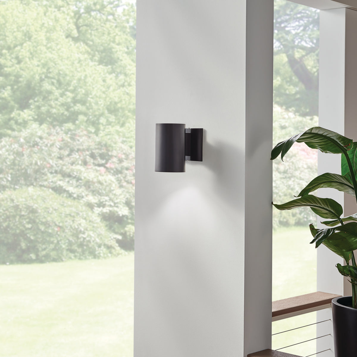 KICHLER 9234BK Cylinder 7" 1 Light Wall Light Black