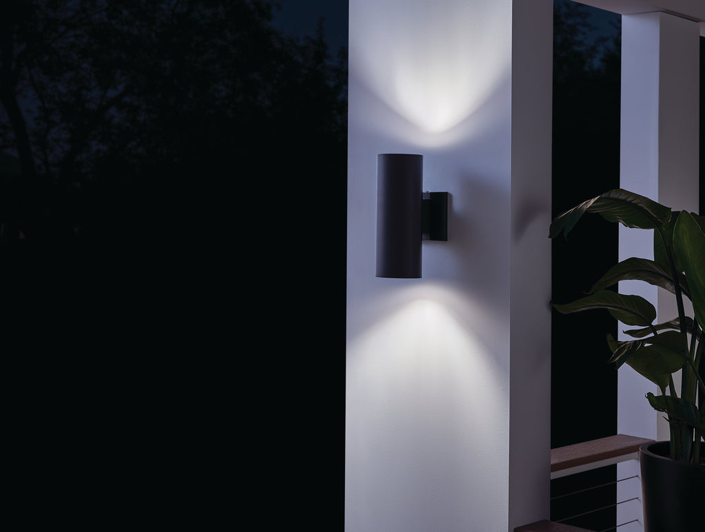 KICHLER 9244BK Cylinder 12" Wall Light Black