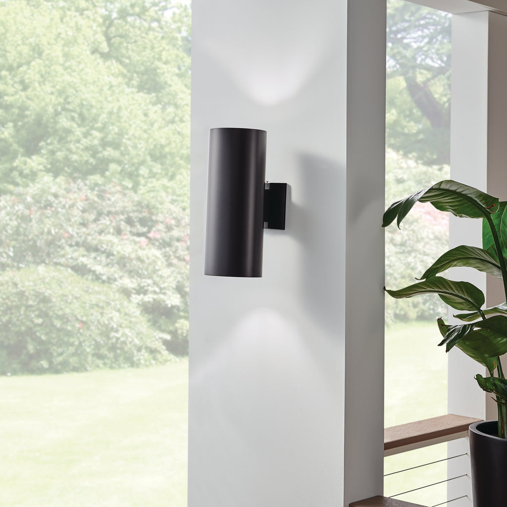 KICHLER 9246BK Cylinder 15" 2 Light Wall Light Black