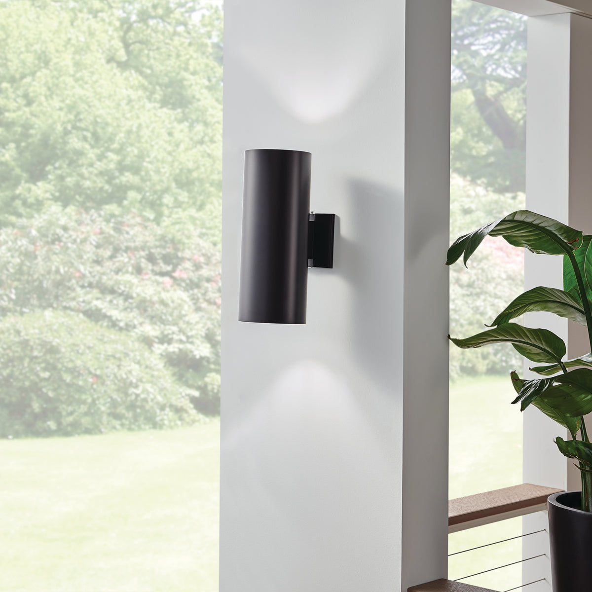 KICHLER 9246BK Cylinder 15" 2 Light Wall Light Black