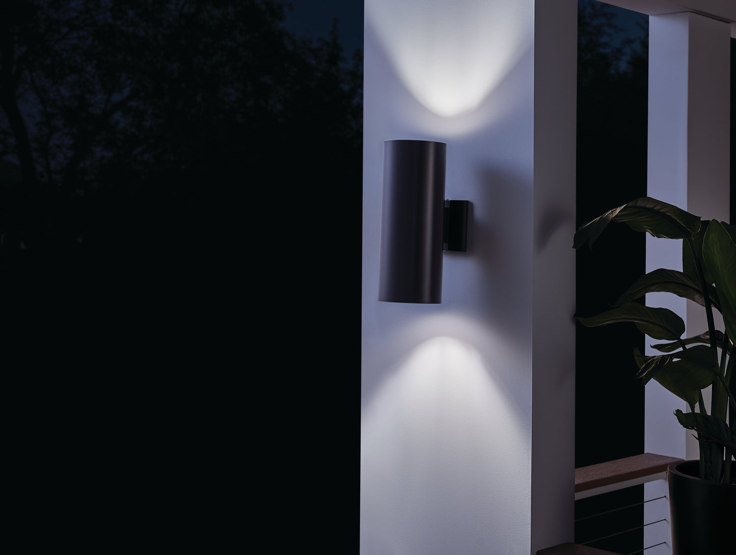 KICHLER 9246BK Cylinder 15" 2 Light Wall Light Black