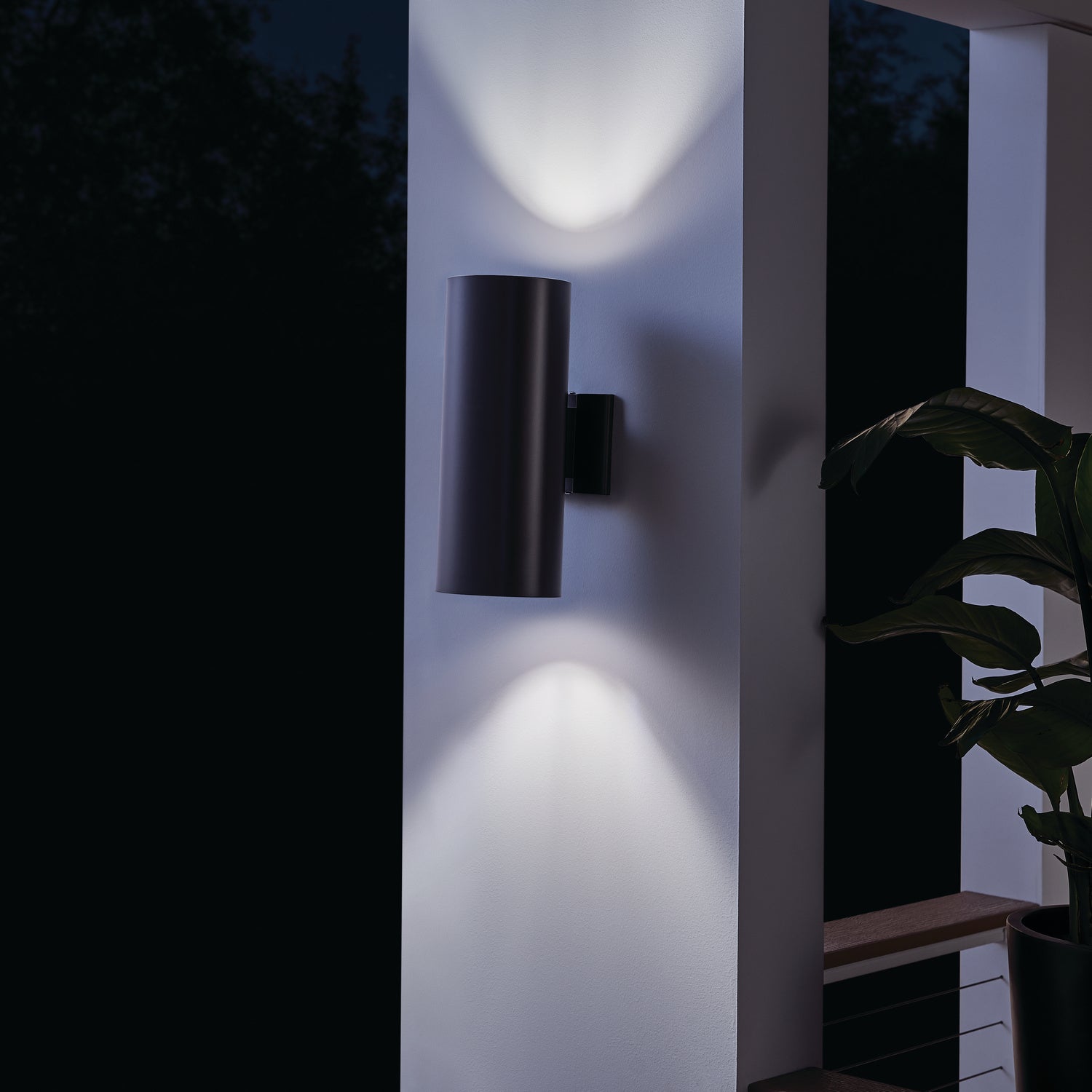 KICHLER 9246BK Cylinder 15" 2 Light Wall Light Black