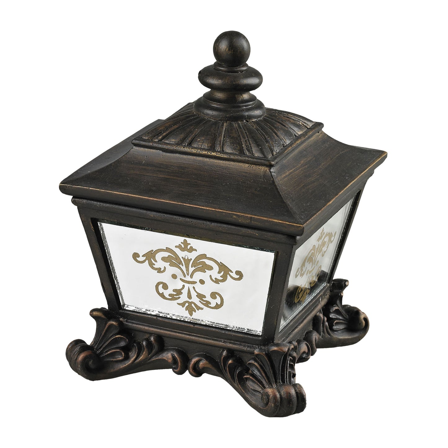 ELK STUDIO 87-8003 Bronze Box with Damask Printed Mirror - Aria Bronze and Mirror