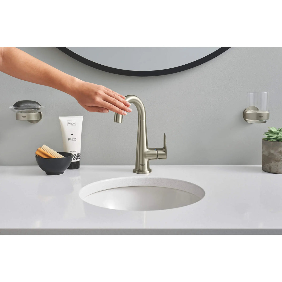 GROHE 23837EN0 Veletto Single-Handle 4" Centerset Bathroom Faucet, 1.2 GPM - Brushed Nickel