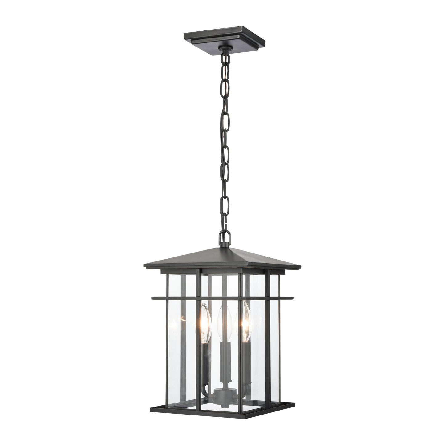 ELK SHOWROOM 89365/3 Oak Park 9'' Wide 3-Light Outdoor Pendant - Matte Black