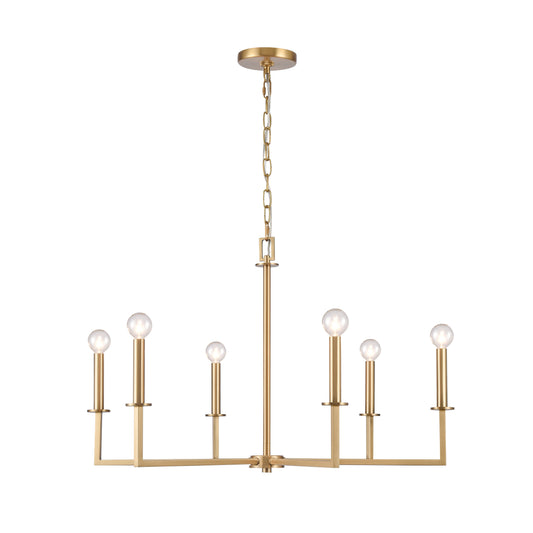 ELK SHOWROOM 89886/6 Dunne 30'' Wide 6-Light Chandelier - Lacquered Brass