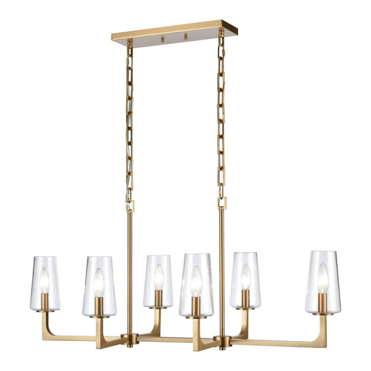 ELK SHOWROOM 89977/6 Fitzroy 36'' Wide 6-Light Linear Chandelier - Lacquered Brass