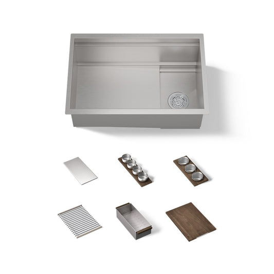 KOHLER 37911-WAL-NA Synthos 27-3/4" undermount single-bowl workstation kitchen sink  -  Stainless Steel