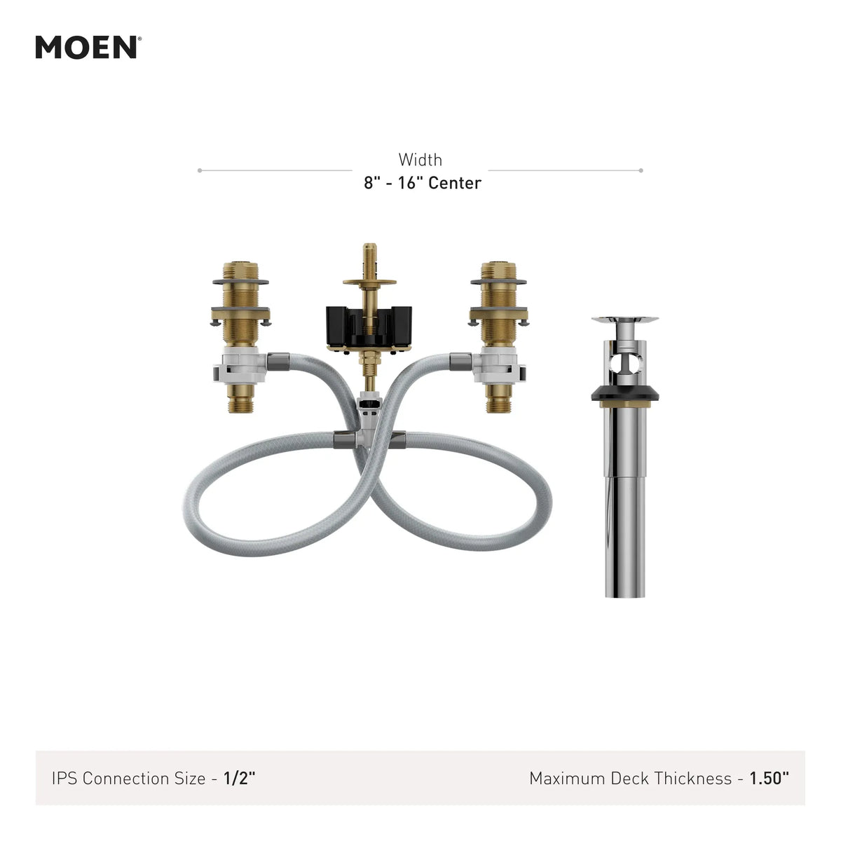 MOEN 9000 M-Pact Widespread Valve 8" - 16" Center 1/2" Ips Connection