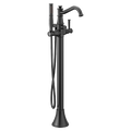 MOEN 9025BL Belfield Chrome One-Handle Tub Filler Includes Hand Shower - Matte Black
