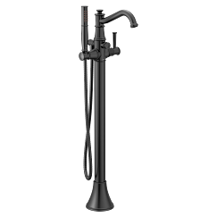 MOEN 9025BL Belfield Chrome One-Handle Tub Filler Includes Hand Shower - Matte Black